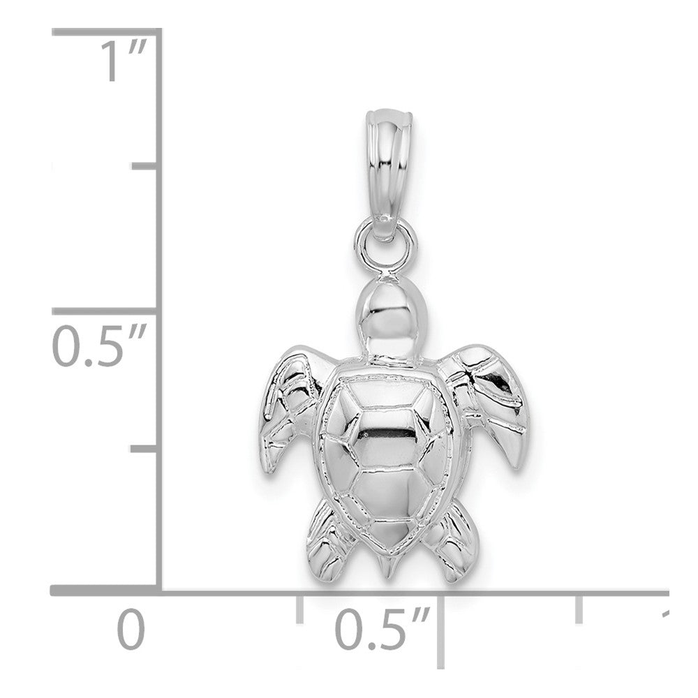 De-Ani Sterling Silver Rhodium-Plated Polished Sea Turtle Pendant