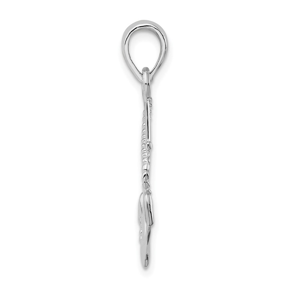 De-Ani Sterling Silver Rhodium-plated Polished 3D Anchor and Rope Pendant