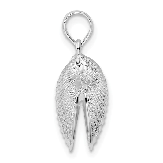 De-Ani Sterling Silver Rhodium-Plated Polished 3D Clam Shell Pendant
