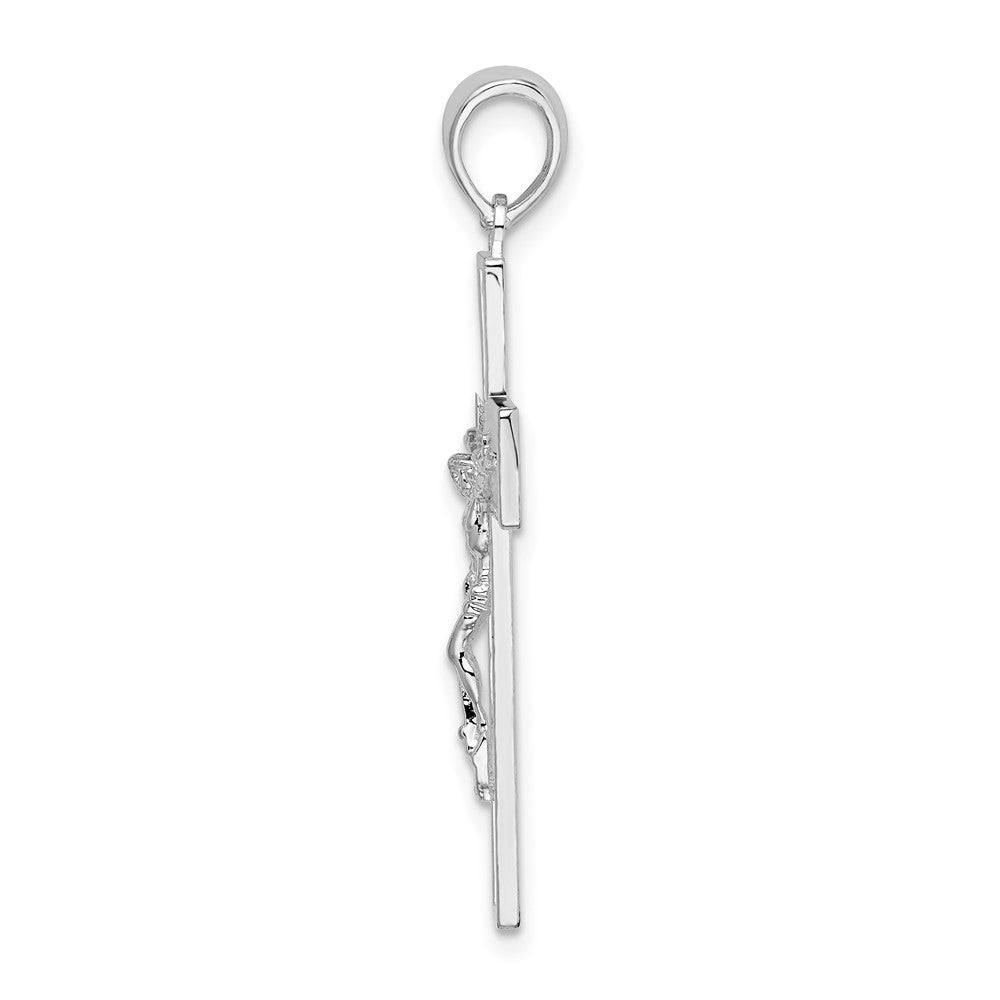 De-Ani Sterling Silver Rhodium-Plated Textured Latin Crucifix Pendant
