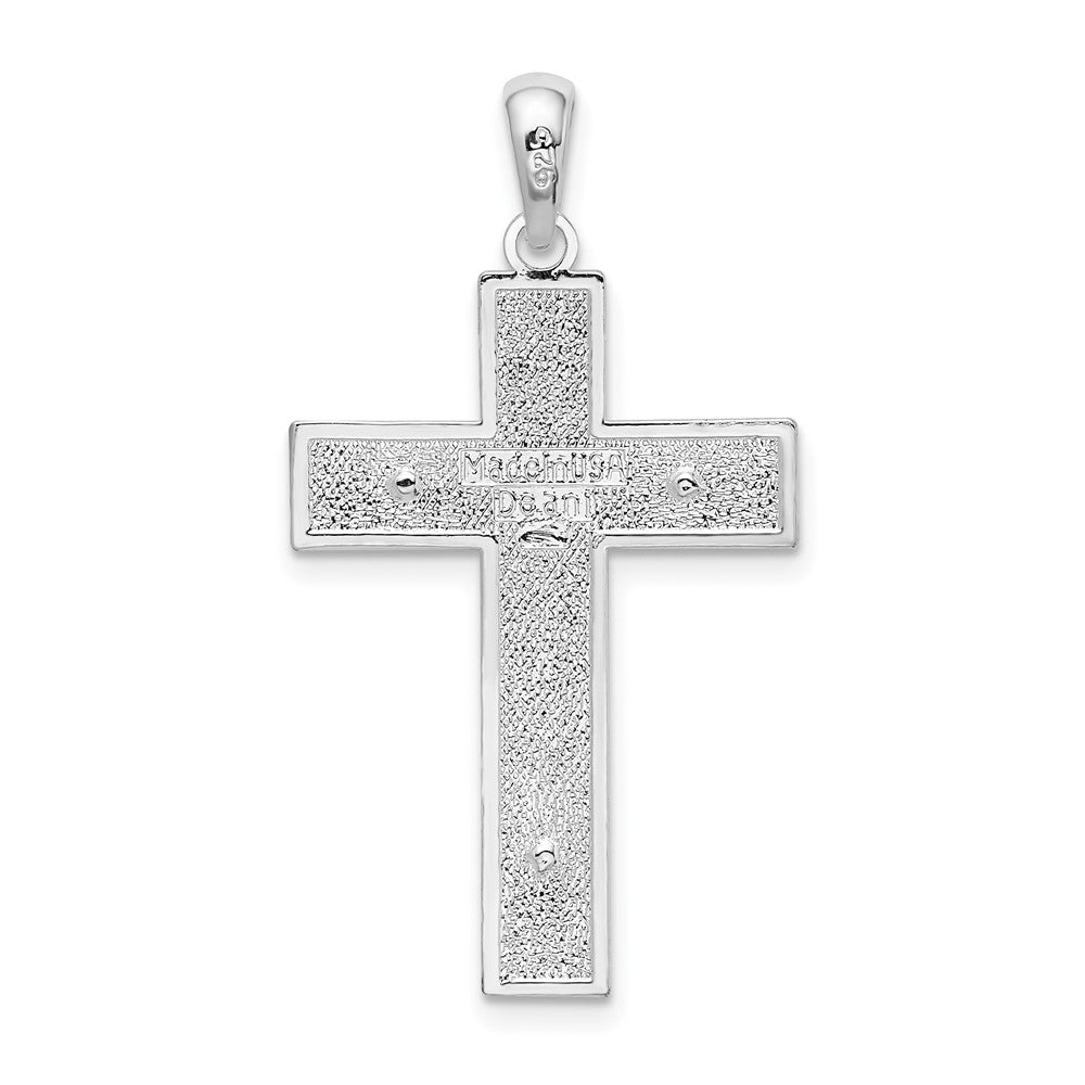 De-Ani Sterling Silver Rhodium-Plated Textured Latin Crucifix Pendant
