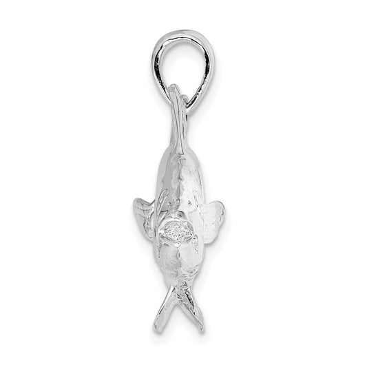 De-Ani Sterling Silver Rhodium-Plated Polished Skipjack Tuna Fish Pendant