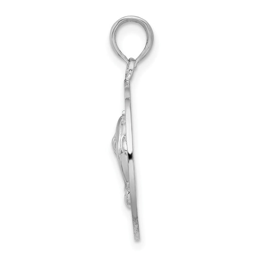 De-Ani Sterling Silver Rhodium-Plated Port Aransas Circle with Dolphins Pendant