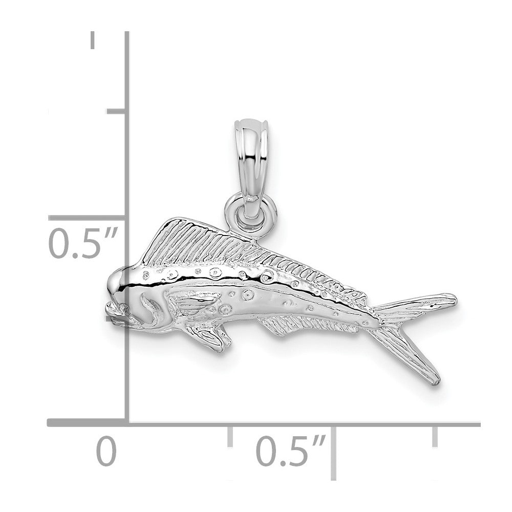 De-Ani Sterling Silver Rhodium-Plated Polished Mahi-Mahi Fish Pendant