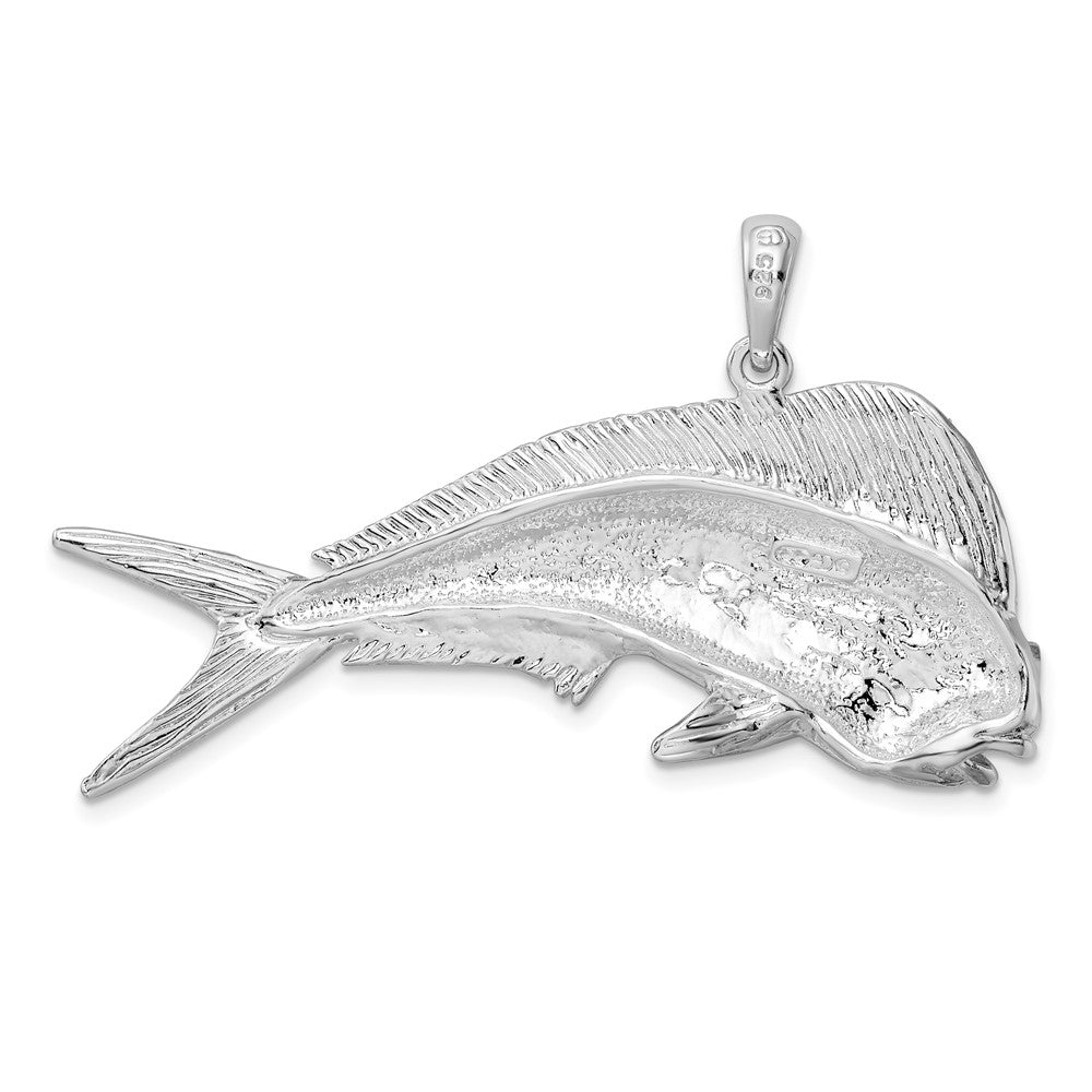 De-Ani Sterling Silver Rhodium-Plated Polished Mahi-Mahi Fish Pendant