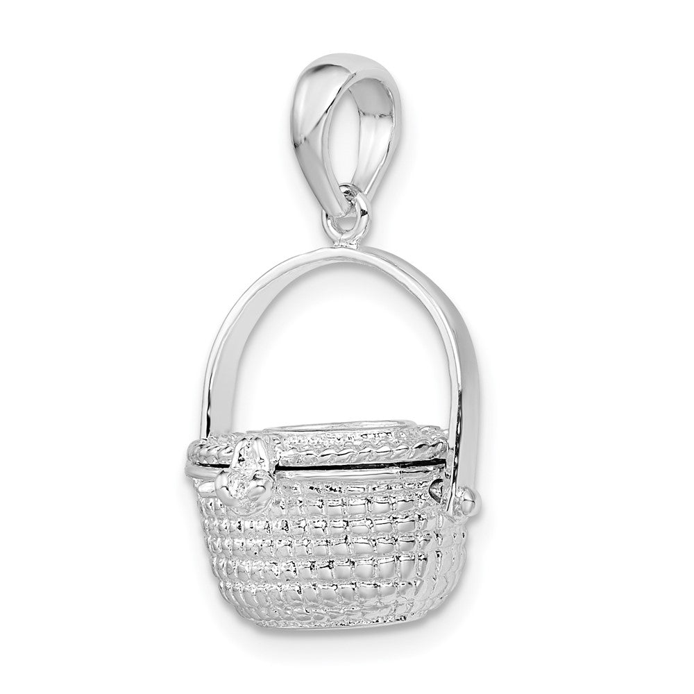 De-Ani Sterling Silver Rhodium-Plated Polished 3D Nantucket Basket Pendant