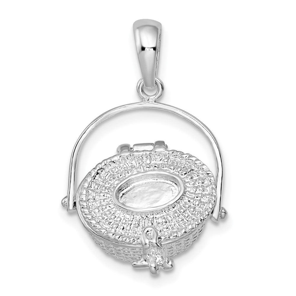 De-Ani Sterling Silver Rhodium-Plated Polished 3D Nantucket Basket Pendant