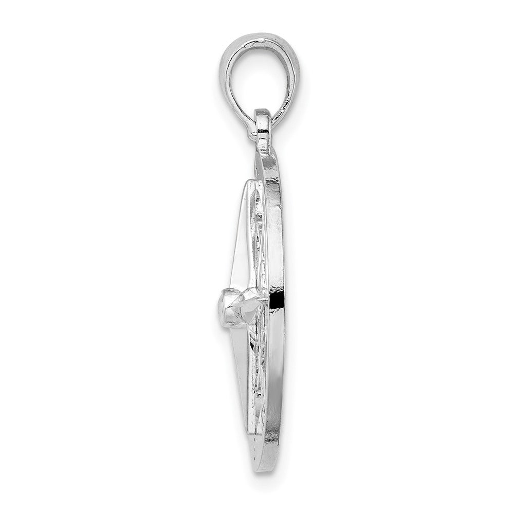 De-Ani Sterling Silver Rhodium-Plated Polished Nautical Compass Pendant