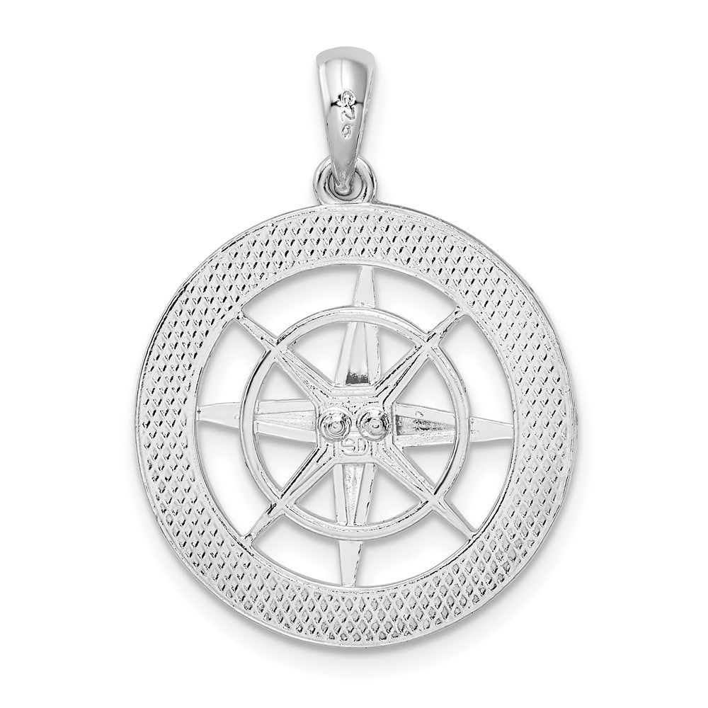De-Ani Sterling Silver Rhodium-Plated Polished Nautical Compass Pendant