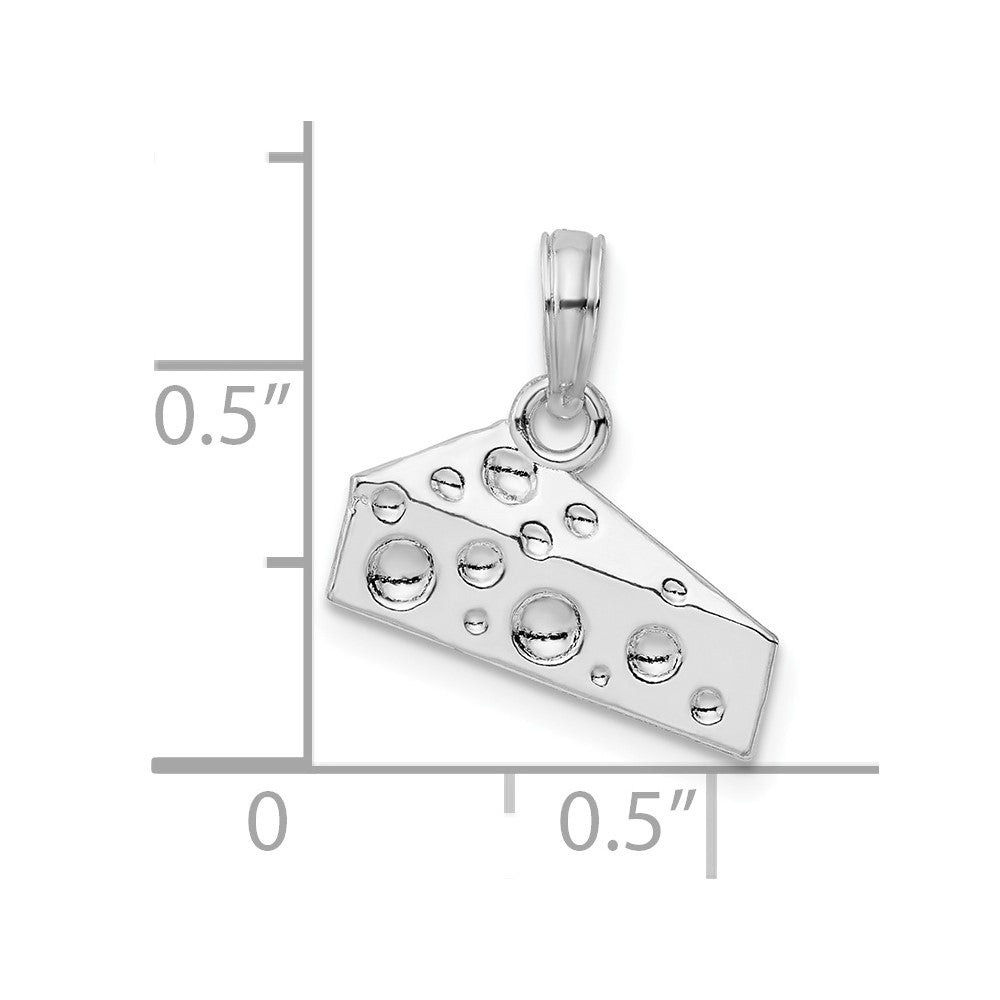 De-Ani Sterling Silver Rhodium-Plated Polished Cheese Wedge Pendant