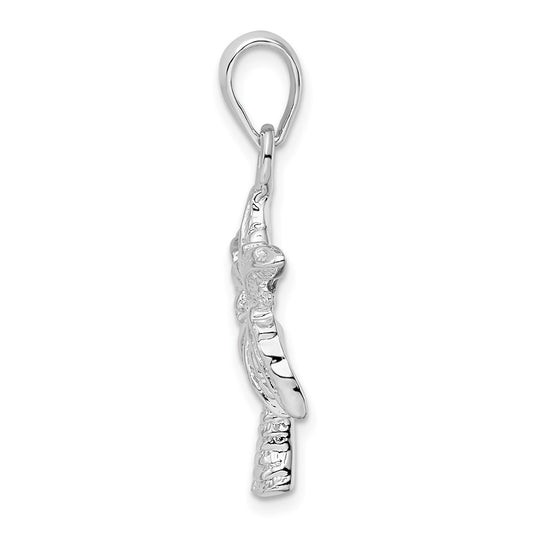 De-Ani Sterling Silver Rhodium-Plated Polished Palm Tree Pendant