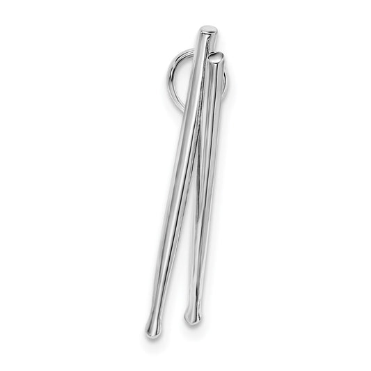 De-Ani Sterling Silver Rhodium-Plated Polished Moveable 3D Drumsticks Pendant