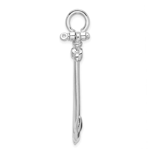 De-Ani Sterling Silver Rhodium-Plated Polished 3D Large Anchor Pendant