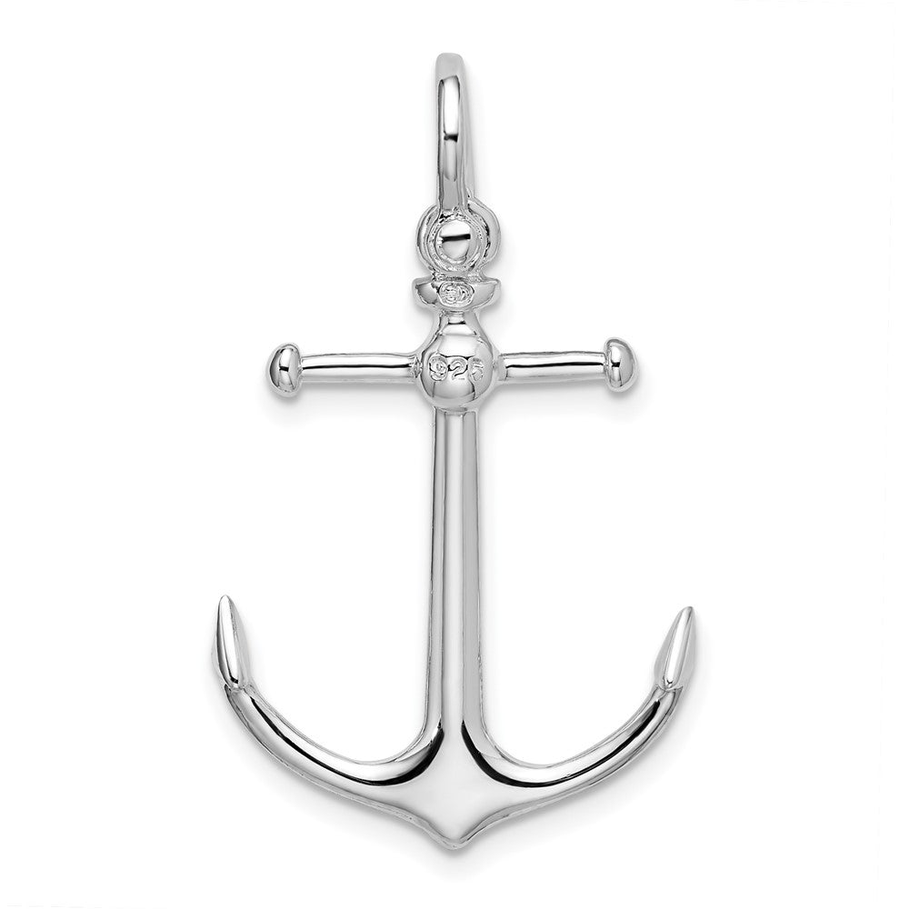 De-Ani Sterling Silver Rhodium-Plated Polished 3D Anchor Pendant