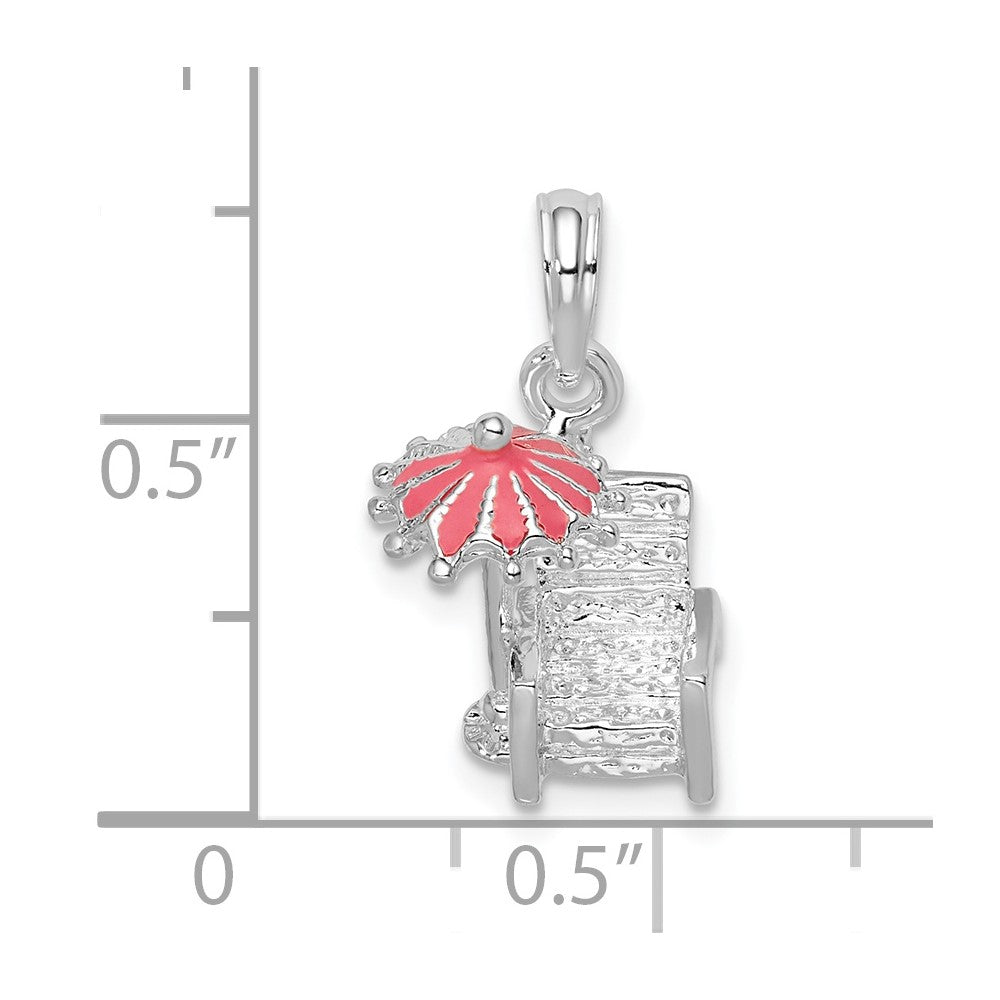 De-Ani Sterling Silver Rhodium-Plated 3D Enameled Beach Chair Pendant