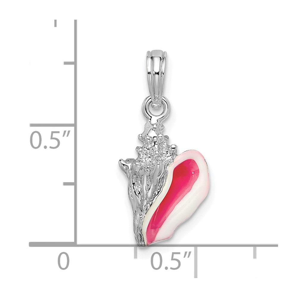 De-Ani Sterling Silver Rhodium-plated Polished Enameled Small Conch Shell Pendant