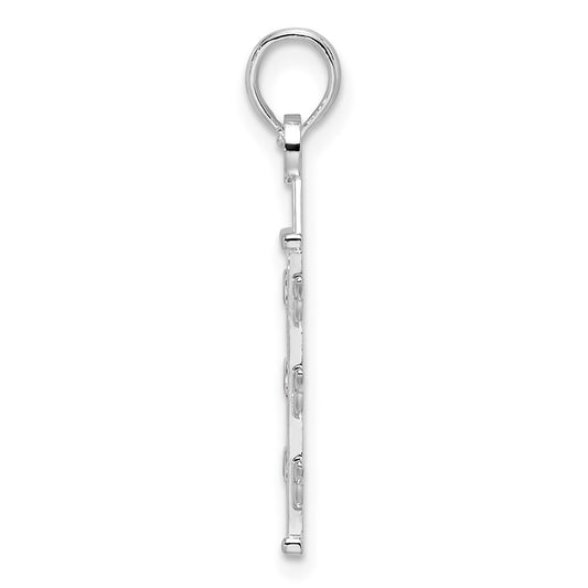 De-Ani Sterling Silver Rhodium-Plated Polished Enameled Traffic Light Pendant