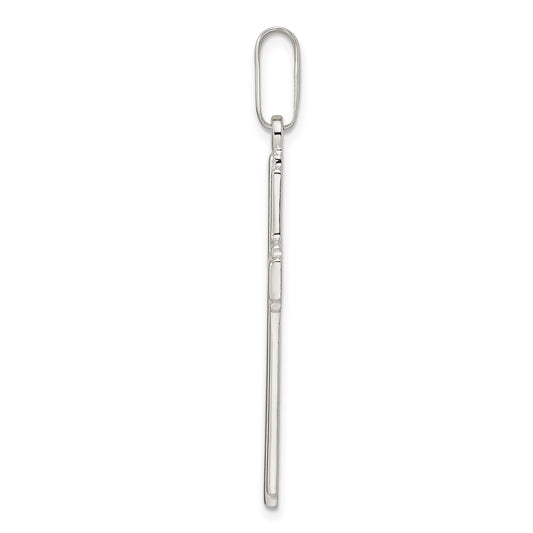 Sterling Silver Polished w/Edge Lines Latin Cross Pendant