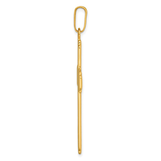 Sterling Silver Gold-tone Polished and Grooved Cross Pendant