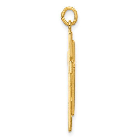 Sterling Silver Gold-plated Polished and Satin D/C Cross Pendant