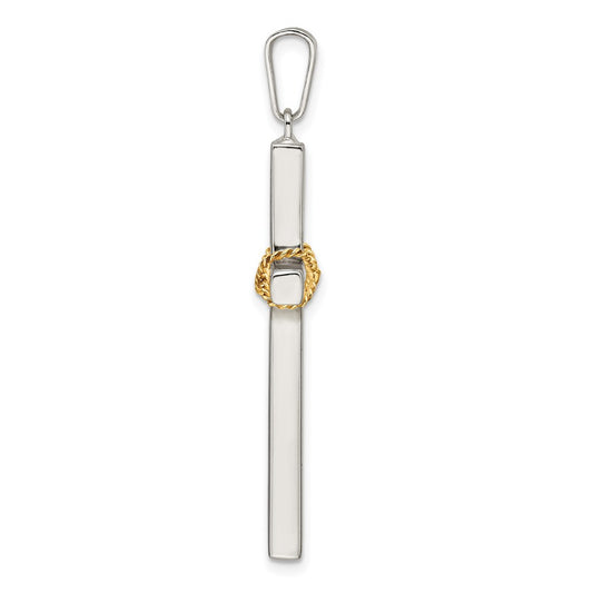 Sterling Silver w/Gold-tone X Center Hollow Cross Pendant