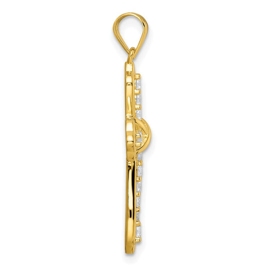 Sterling Silver Gold-plated CZ Cross Pendant