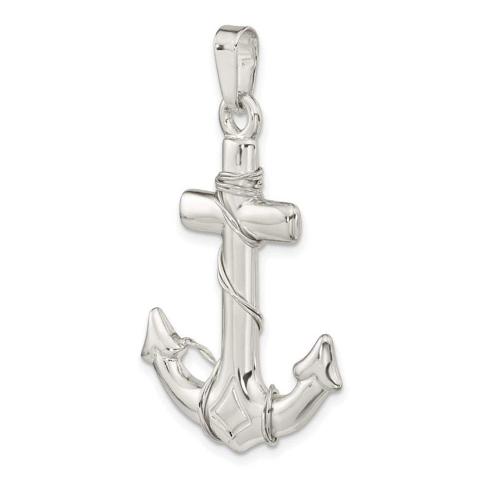 Sterling Silver Polished 3D Anchor Pendant