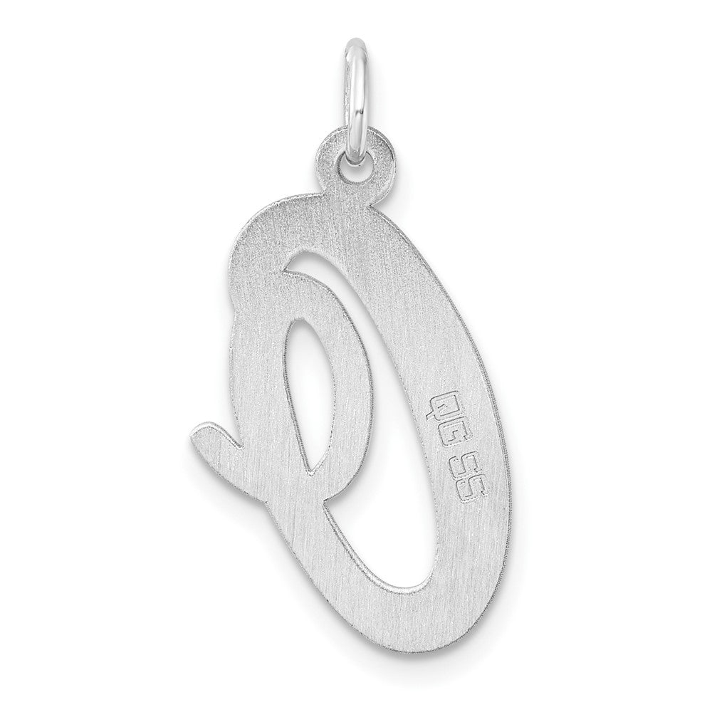 Large Sterling Silver Rhodium-plated Script Letter O Initial Charm