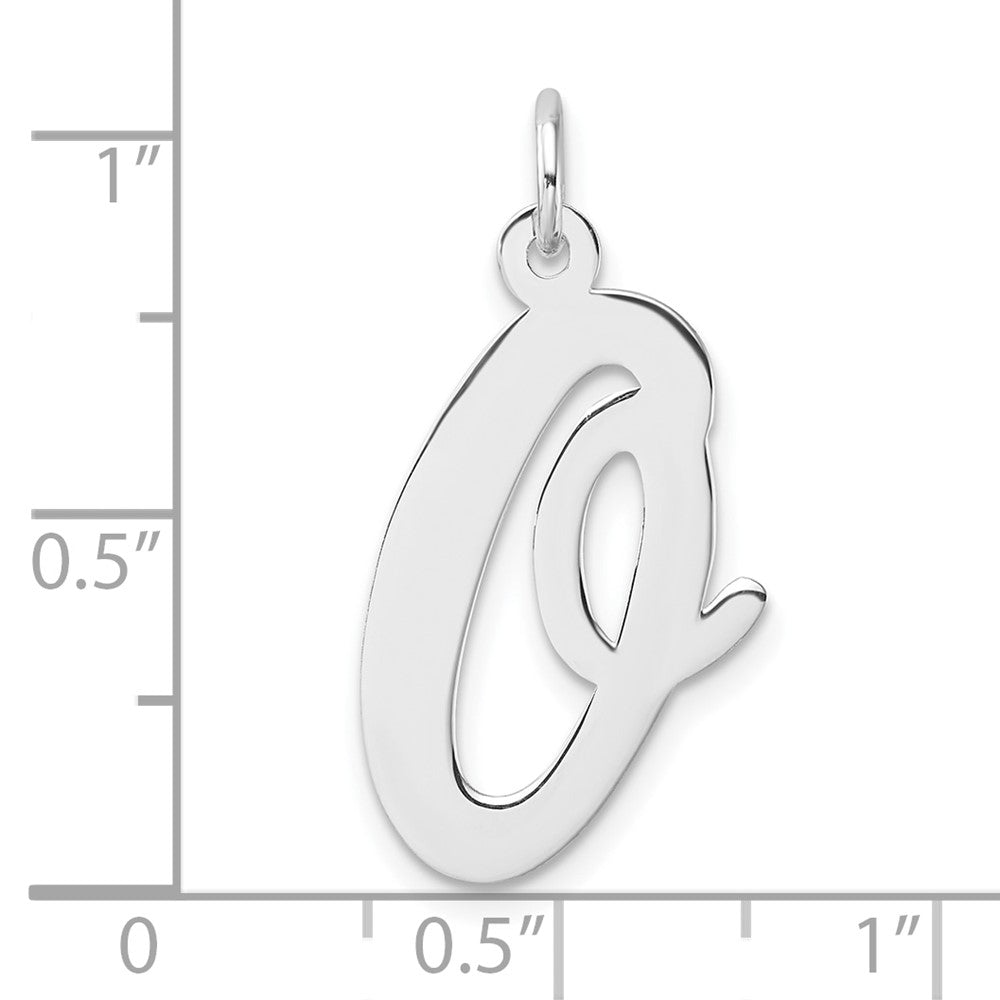 Large Sterling Silver Rhodium-plated Script Letter O Initial Charm