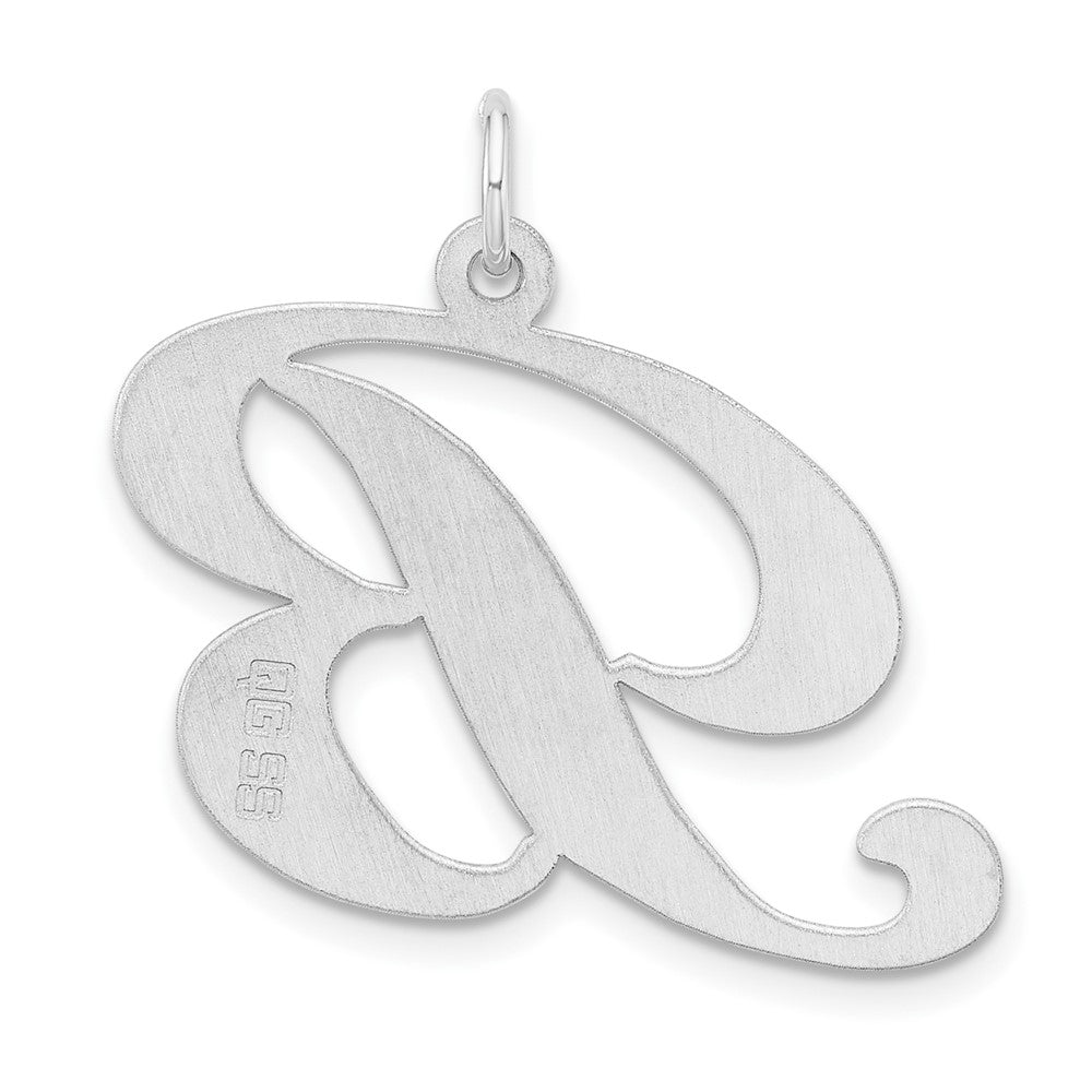 Large Sterling Silver Rhodium-plated Fancy Script Letter B Initial Charm