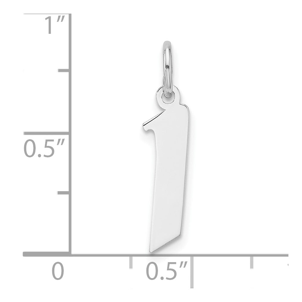 Small Sterling Silver Rhodium-plated Artisan Block Letter I Initial Charm