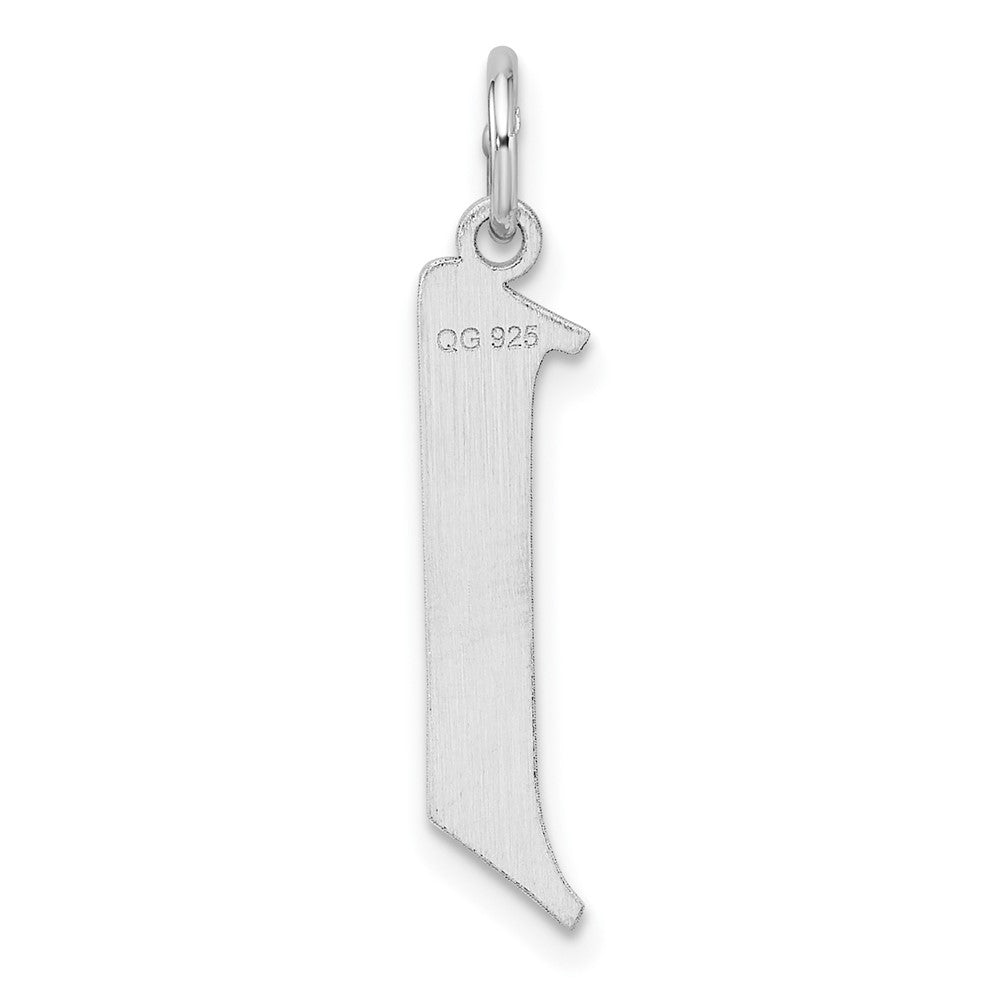 Small Sterling Silver Rhodium-plated Artisan Block Letter J Initial Charm