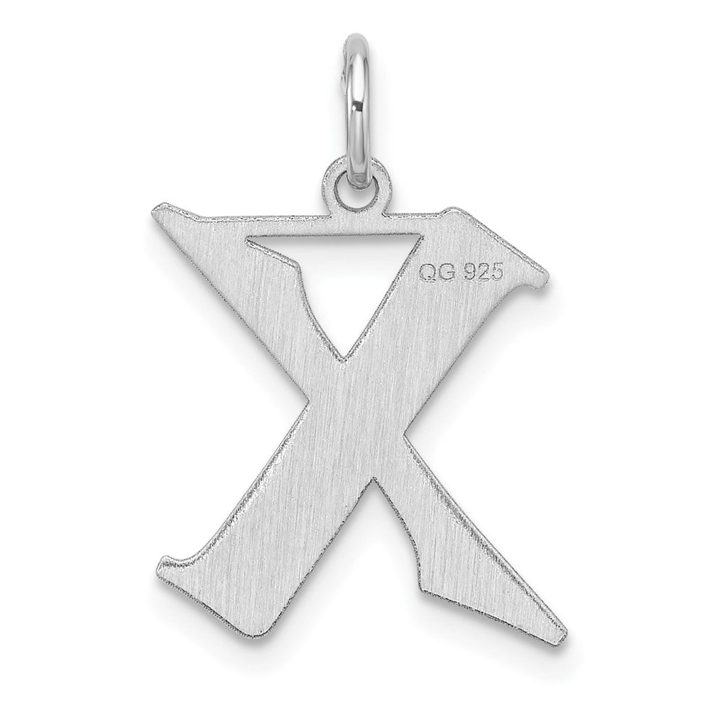 Small Sterling Silver Rhodium-plated Artisan Block Letter X Initial Charm