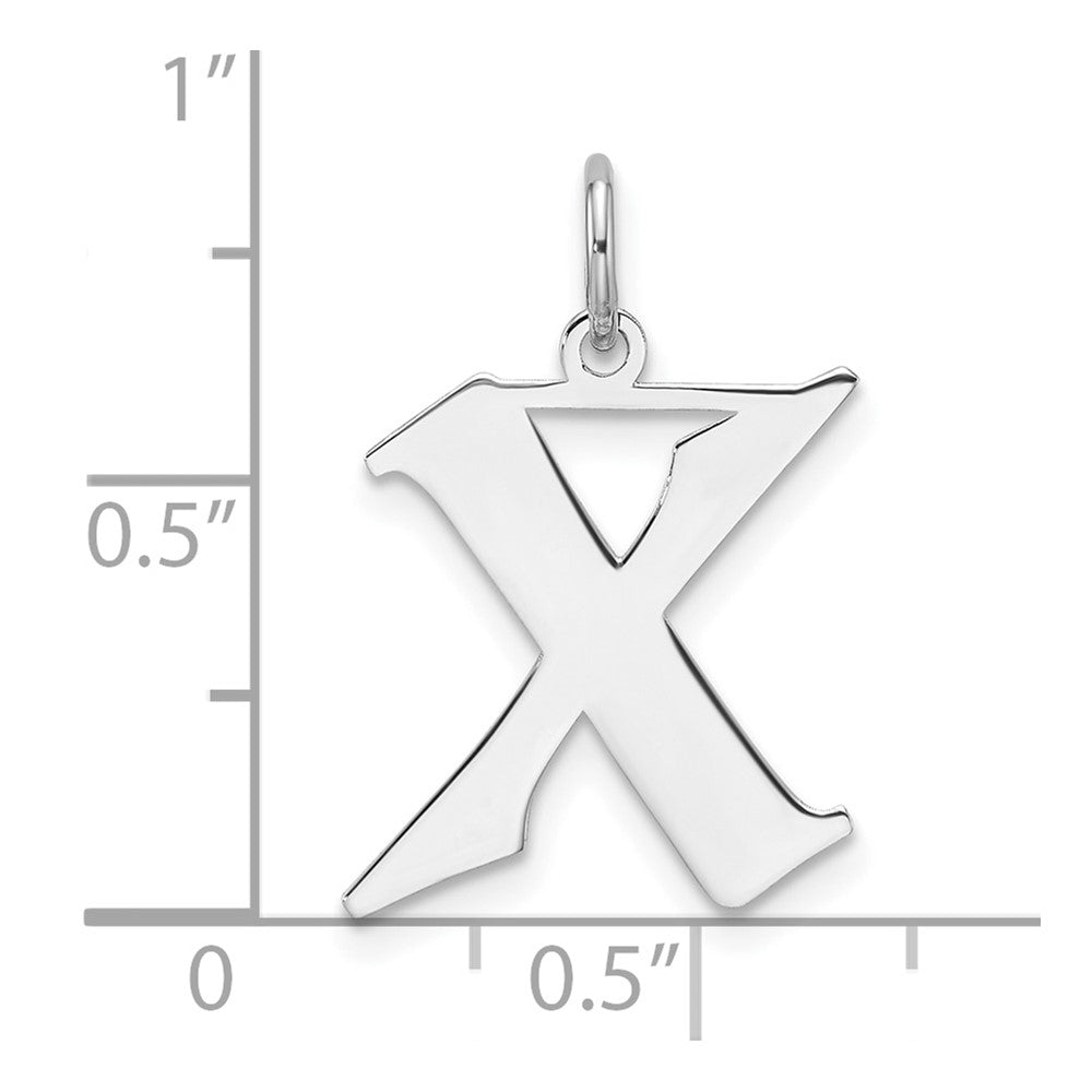 Small Sterling Silver Rhodium-plated Artisan Block Letter X Initial Charm