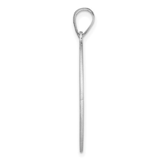 Large Sterling Silver Rhodium-plated Fancy Script Letter E Initial Pendant
