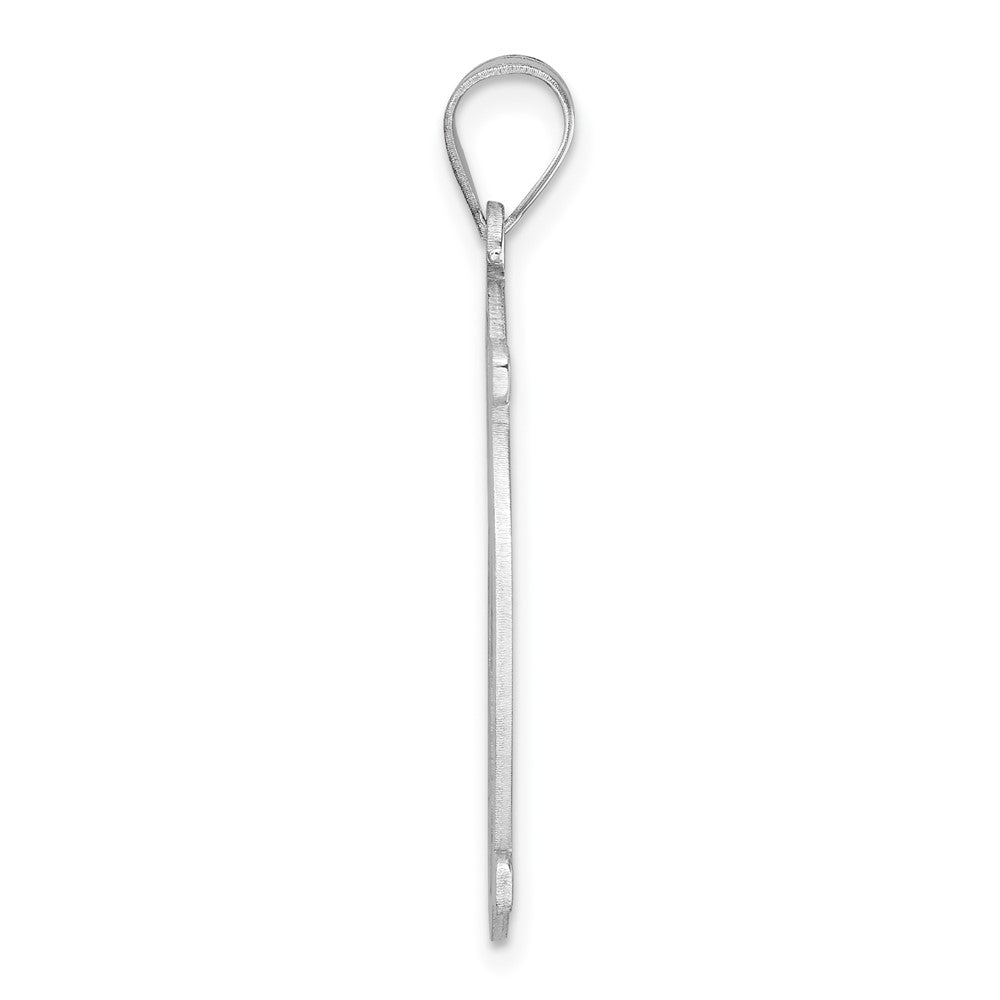 Large Sterling Silver Rhodium-plated Fancy Script Letter M Initial Pendant