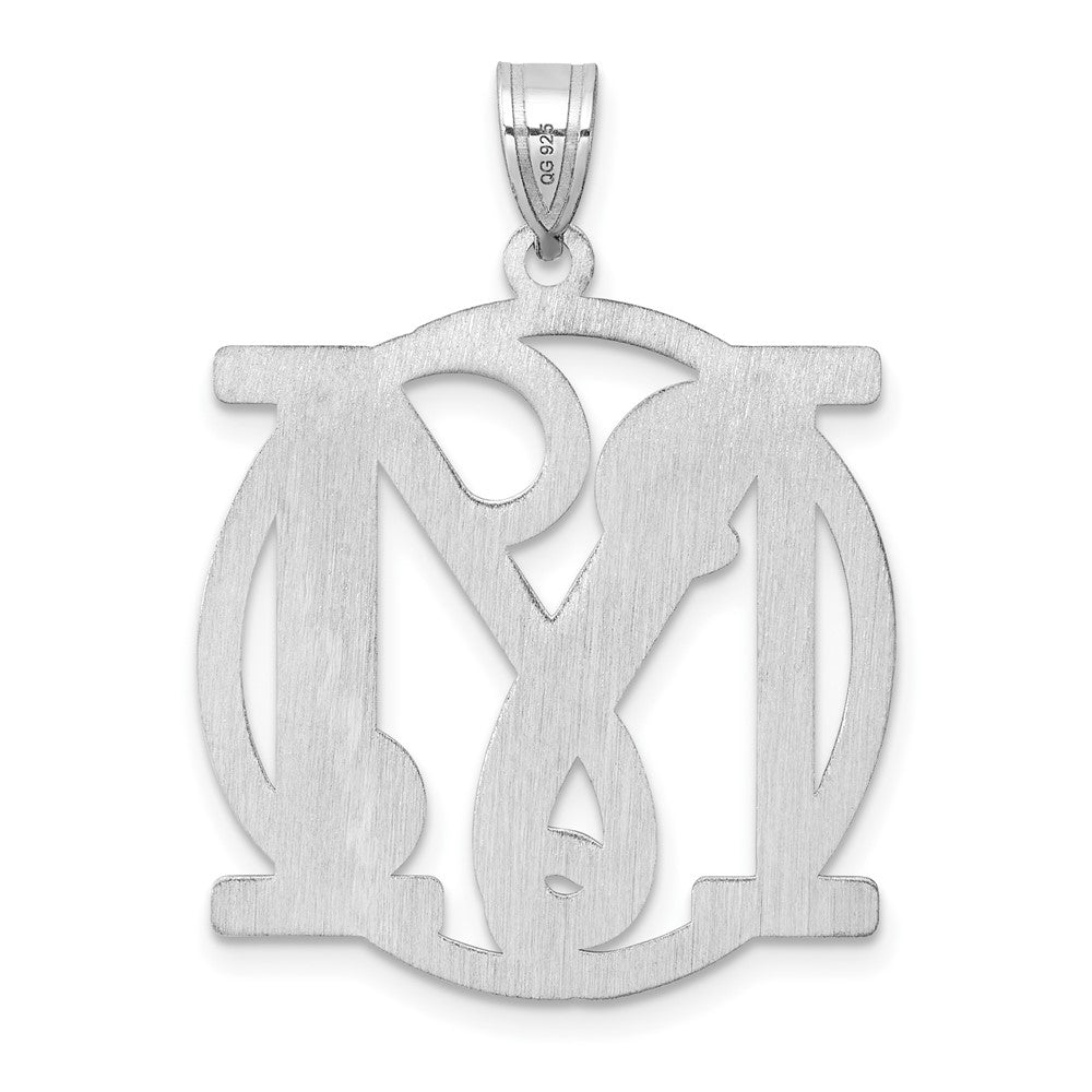 Large Sterling Silver Rhodium-plated Fancy Script Letter M Initial Pendant