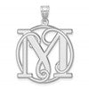 Large Sterling Silver Rhodium-plated Fancy Script Letter M Initial Pendant