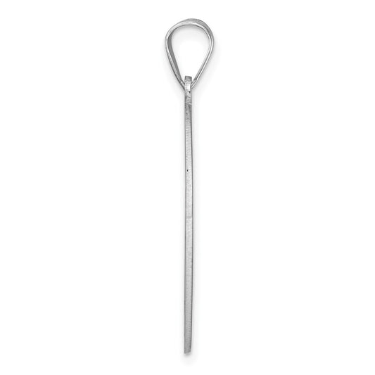 Large Sterling Silver Rhodium-plated Fancy Script Letter S Initial Pendant