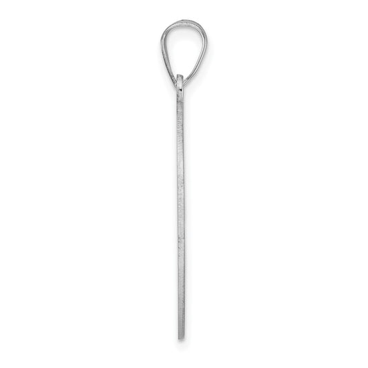 Large Sterling Silver Rhodium-plated Fancy Script Letter U Initial Pendant