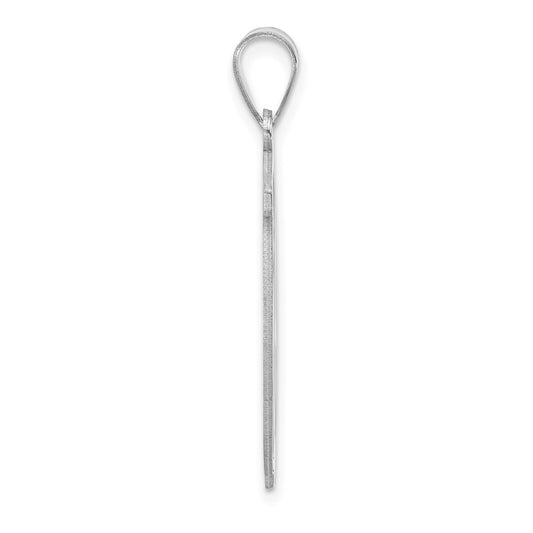 Large Sterling Silver Rhodium-plated Fancy Script Letter V Initial Pendant