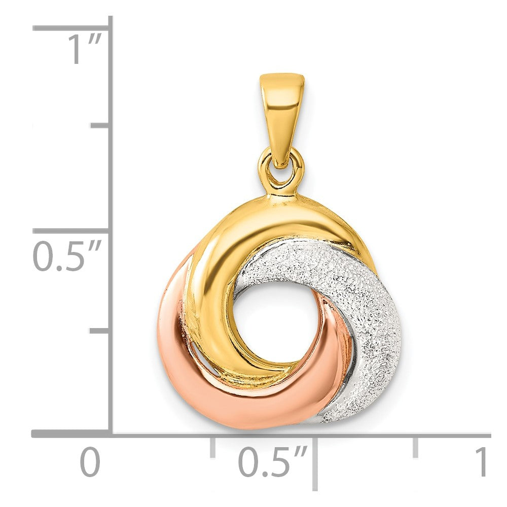 Sterling Silver with Rose and Gold-tone Laser Texture Knot Pendant