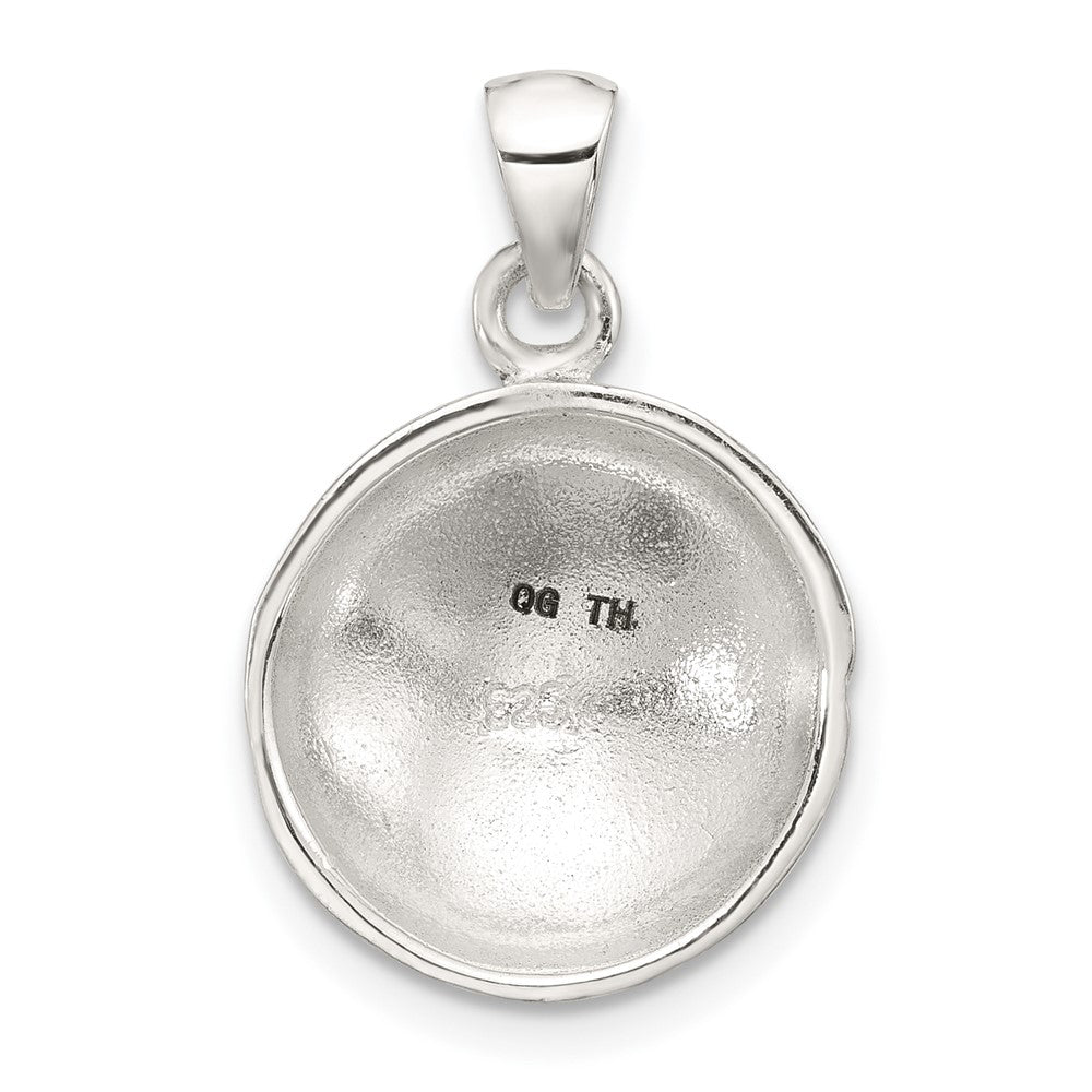 Sterling Silver Polished Textured Domed Flower Pendant