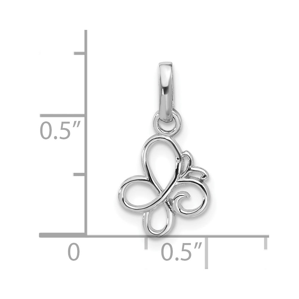 Sterling Silver Rhodium-plated Butterfly Pendant