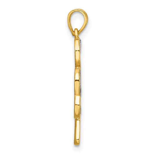 Sterling Silver Polished Gold-tone Glitter Paper Clover Pendant