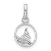 Sterling Silver Rhodium-plated Whale/Dolphin Tail Circle Pendant