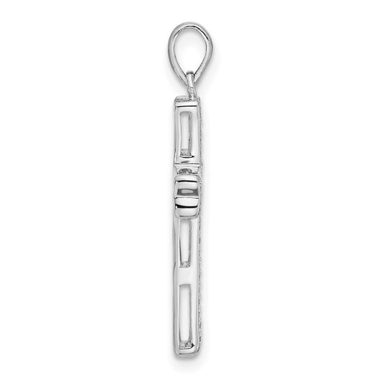 Sterling Silver Rhodium-plated Polished CZ Pave Cross Pendant