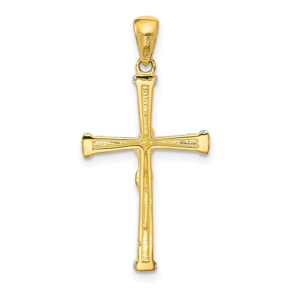 Sterling Silver Gold-tone CZ Latin Crucifix Cross Pendant