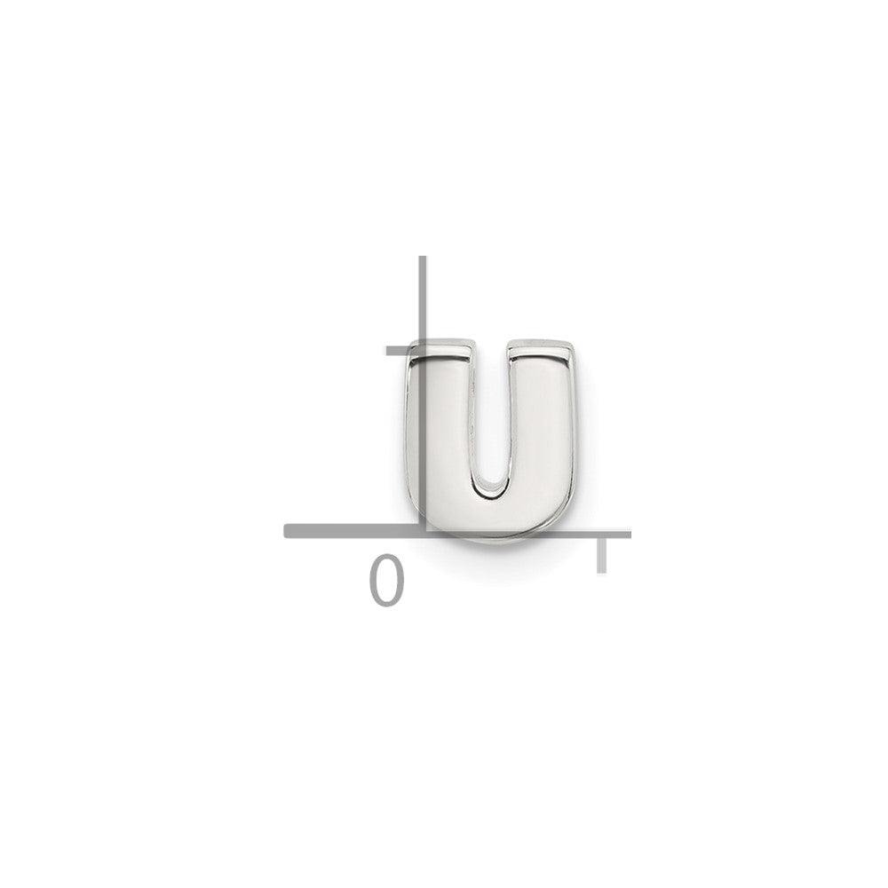 Sterling Silver E-coated Letter U Slide Charm