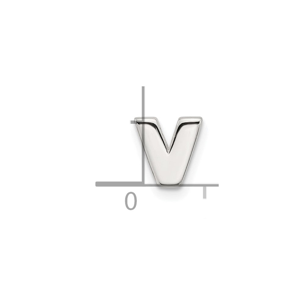 Sterling Silver E-coated Letter V Slide Charm